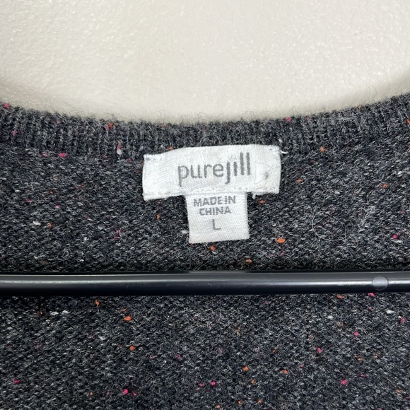 J. Jill Women’s Gray Tie Neck Sweater 3/4 Sleeve Sz L - Picture 4 of 11